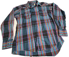 Wrangler Men's Western Pearl Snap Long Sleeve Plaid Shirt, Black and Grey, Size Large — listing 6