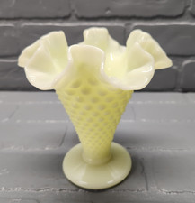 Fenton Custard Hobnail Glass Ruffled Compote, 5 inch — listing 5