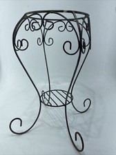 Vintage Wrought Iron Tole Three-Tier Plant Stand with Leaf and Bird Motif — listing 5
