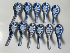 Pair of Antique Chinese Blue & White Porcelain Soup Spoons with Pagoda Landscape — listing 5
