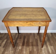 slant pine Vintage Colonial Style Pine Slant-Top Writing Desk with Chair and Wall Shelf — listing 2