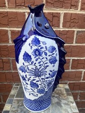 Chinese Hand-Painted Porcelain Fish Bowl Jardinière Planter with Goldfish Interior — listing 3