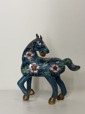 Chinese Cloisonné Enamel Silver-Gilt Filigree Caparisoned War Horse on Stand No visible mark — listing 2