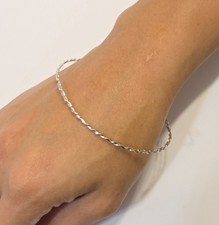 Vintage Sterling Silver Twisted Ribbon Link Bracelet with Box Clasp — listing 4