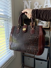 Vintage Brahmin Black Leather Doctor's Frame Bag with Croc-Embossed Trim — listing 4