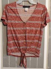 B Flawless Women's Striped Colorblock Short Sleeve Top with Chest Pocket, Size M — listing 3