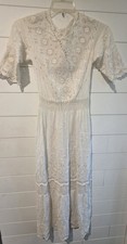 Antique Edwardian Cream Silk & Lace Tea Gown with Floral Picture Hat — listing 2