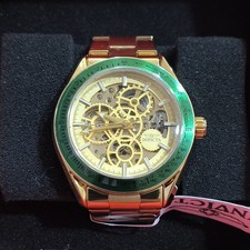Black-Tone Skeleton Automatic Wristwatch with Gold Movement and Tachymeter Bezel — listing 3