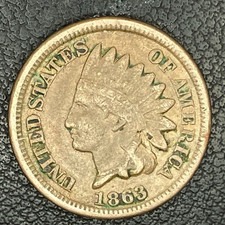 1863 Indian Head Cent (Copper-Nickel), Type 2 with Oak Wreath and Shield Reverse — listing 5