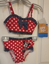 Disney Minnie Mouse Girls Two-Piece Bikini Swimsuit Red Gingham Print — listing 2