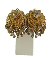 Vintage Rhinestone Marquise Cluster Clip-On Earrings — listing 4