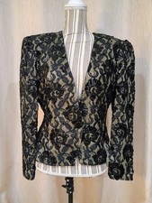Vintage Nolan Miller Black Iridescent Sequin Evening Jacket, Size 16 — listing 4