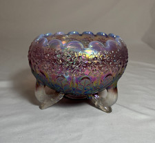 Vintage Teal Iridescent Carnival Glass Handled Basket with Ruffled Edge — listing 4