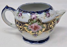 Nippon Hand Painted Porcelain Creamer with Floral Band and Gilt Trim — listing 6
