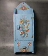 Vintage Folk Art Hand-Painted Rosemaling Hutch / Step-Back Cupboard with Heart and Bird Motifs, listing 3