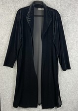 Black Crushed Velvet Open-Front Duster Jacket / Cardigan — listing 3