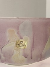 Vintage BZT Ltd Hand Painted Israeli Art Glass Vase with Iridescent Frosted Finish