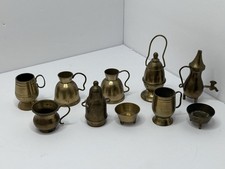 miniature brass Vintage Miniature Copper and Brass Pitcher / Creamer with Banded Trim — listing 3