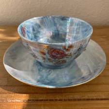 Vintage Lustreware Teacup with Cobalt Blue Band and Copper/Amber Interior — listing 4