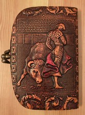 Vintage Brown Leather Kisslock Clutch Wallet with Zippered Compartment — listing 5