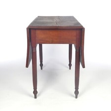 Antique Walnut Drop Leaf Dining Table with 6 Turned Legs (2 Swing Legs), 4' x 5'5" Open — listing 6