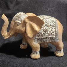 Decorative Resin Elephant Figurine with Blanket, Trunk-Up Good Luck Statue — listing 6