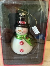 Blown Glass Snowman in Harlequin Stocking Christmas Ornament — listing 5