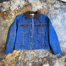 Vintage Key Imperial Corduroy-Collar Blanket-Lined Denim Chore Jacket