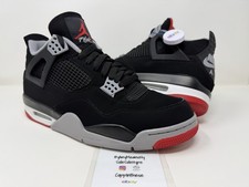 Air Jordan 4 Retro 'Bred' Black Cement Red Sneakers — listing 3