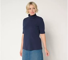 Essentials Elbow-Sleeve Boat-Neck Floral Knit Top, Dinner White, Petite Large — listing 3