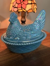 Westmoreland Miniature Yellow Milk Glass Hen on Nest Covered Dish, 2.5 inch — listing 3
