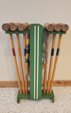 Vintage Wooden Croquet Set with Mallets, Balls, Wickets and Stakes in Original Box — listing 3