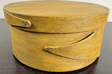 Antique Primitive Wooden Bentwood Pantry Box / Firkin with Wire Bail Handle and Lid — listing 5