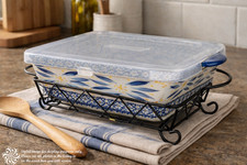 Temp-tations Old World Cranberry 2-Piece Rectangular Baker Set with Trivet/Platter — listing 5