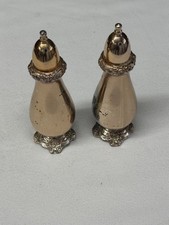 Vintage Silverplate Salt & Pepper Shakers, Tall Paneled Form with Acorn Finials, Pair — listing 5