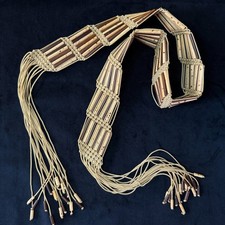 Lot of 3 Vintage Hand-Beaded Belts, Native American Style Floral & Geometric Loomwork on Leather Backing — listing 2