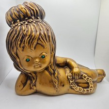 Cast Resin Cherub Angel Figurine with Bird, Heart and Dried Floral Halo — listing 4
