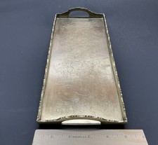 Vintage Chinese Brass Charger Tray, 26 inch, Engraved Shou Longevity & Auspicious Characters with Dragon and Phoenix, listing 5