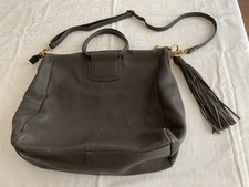 Hobo International Pewter Metallic Leather Shoulder Bag with Tassel