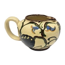Hand-Painted Floral Footed Vase with Cream Ground and Green Rim — listing 4