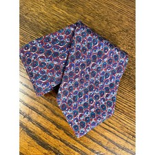 Geoffrey Beene Blue & White Diagonal Striped Silk Necktie — listing 2