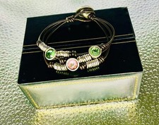 Uno de 50 Silver-Tone Wrap Cuff Bracelet with Green Faceted Crystal