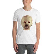 Red Graphic Print Shirt with Creepy Baby/Clown Design — listing 3