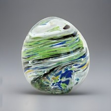 Vintage Blue Pressed Glass Egg-Shaped Trinket Box with Pineapple Motif — listing 6