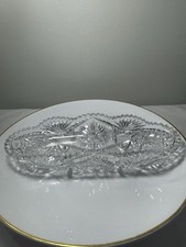 Cut Crystal Diamond & Cross-Hatch Footed Celery/Thistle Vase with Star-Cut Base — listing 3