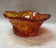 Amberina Daisy & Button Square Sauce Dish / Small Bowl, Red/Yellow, 2 inch — listing 4