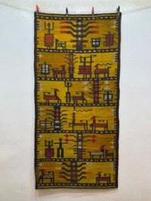 Handwoven Wool Pictorial Tapestry Rug with Animals, Palm Trees & Birds — listing 4