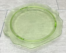 Vintage Uranium Green Depression Glass Footed Punch Cup / Teacup with Cherry & Leaf Pattern — listing 6
