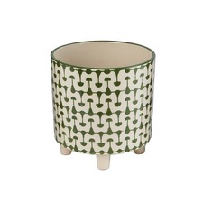 Glazed Stoneware Garden Planter with Green Drip Glaze — listing 5