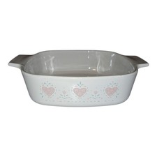 CorningWare Forever Yours (Pink Hearts) Casserole Dish Set with Amber Glass Lids — listing 6